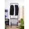 Rolling Clothing Garment Rack with Single Rod and Basket