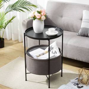 Popular Moder End Tables Metal Portable Coffee Tray Side Sofa Round Table With Bag