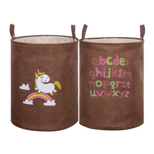 Capacity Cartoon Print Fabric Hamper Canvas Laundry Basket With Handles