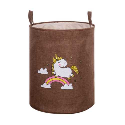 Capacity Cartoon Print Fabric Hamper Canvas Laundry Basket With Handles