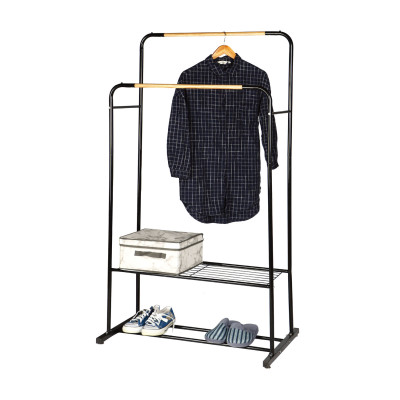 Nordic Modern Durable Metal Pipe Double Pole Mounted Clothes and Shoes Rack Pretty Garment Racks