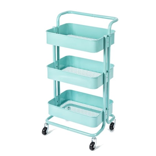2021 Simple Design Metal 4 Casters Portable galley 3 Tier Kitchen Trolley