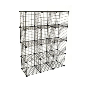 DIY 12 Cubes Closet Cabinet Wire Shelf Simple Metal Storage Stacking Racks