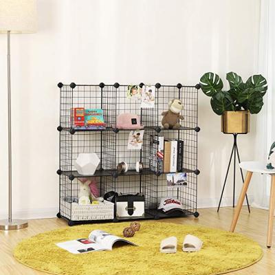 Wired Cube Storage Organizer 9-Cubes Metal Grids Storage, Closet Cabinet Ideal for Living Room