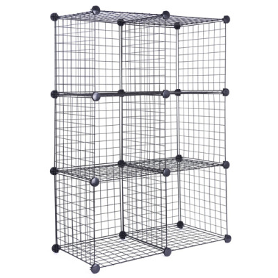 DIY 6 Cubes Closet Cabinet Wire Shelf Simple Metal Storage Stacking Racks
