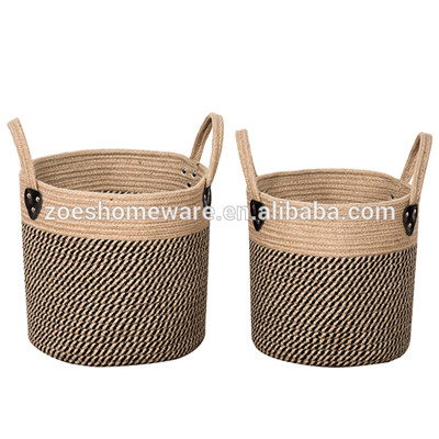 Set Of 2 Pack Basket Flower Pots Planter For Plants, Storage, Crafts