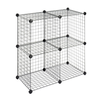 Home DIY 4 Cubes Small Pet Wire Grid Cage Cube Display Wire Cube Storage