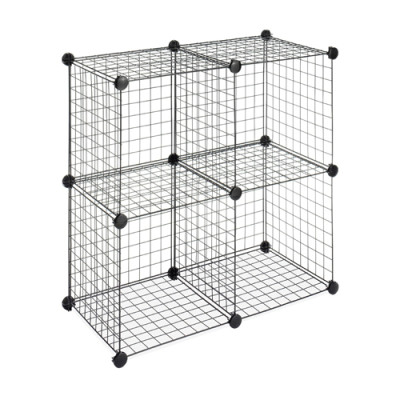 DIY 4 Cubes Closet Cabinet Wire Shelf Simple Metal Storage Stacking Racks
