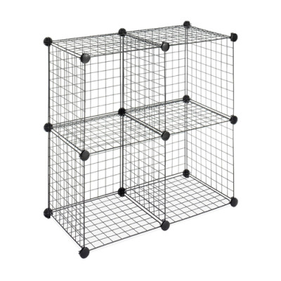 Home DIY 4 Cubes Small Pet Wire Grid Cage Cube Display Wire Cube Storage