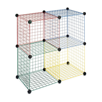 DIY 4 Cubes Closet Cabinet Wire Shelf Simple Metal Storage Stacking Racks