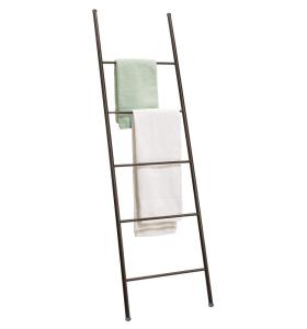 6 Levels Bathroom Accessory Towel Rack Trapezoidal Floor Standing Towel Rail Black Ladder Towel Rack
