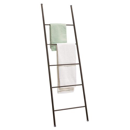 6 Levels Bathroom Accessory Towel Rack Trapezoidal Floor Standing Towel Rail Black Ladder Towel Rack