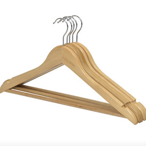 Factory Wholesale Natural Color Clothing Wood Hanger With Swivel Hook