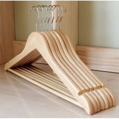 Factory Wholesale Natural Color Clothing Wood Hanger With Swivel Hook