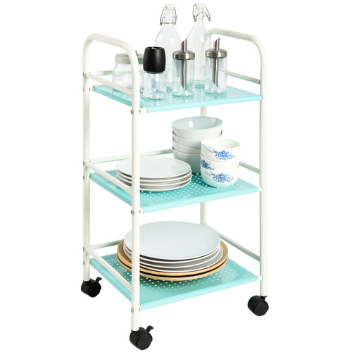 3 Tier Powder Coated Storage Rack Rolling Metal Bathroom & Kitchen Cart