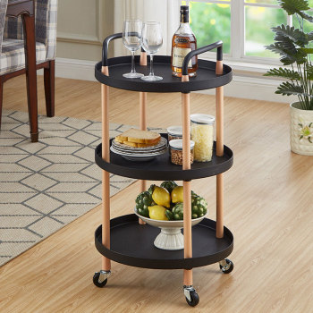 Plastic Round Storage Utility Rolling Cart Kitchen Rack Trolley