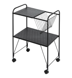 Amazon 2020 Two-tier Cart with Wheels Storage Non-folding Utility Trolley Cart Kitchen Utility Cart