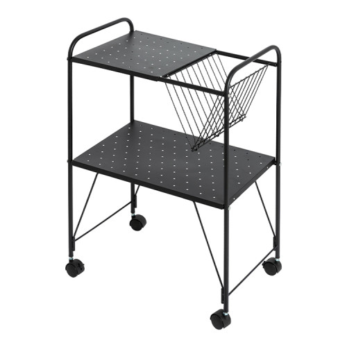 Amazon 2020 Two-tier Cart with Wheels Storage Non-folding Utility Trolley Cart Kitchen Utility Cart