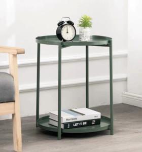 Round Double-layer Tray Table Metal Detachable Side Table for Living Room Modern