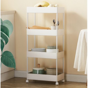 4 Tier Utility Plastic Kitchen Rolling Trolley, Organizer Storage Cart