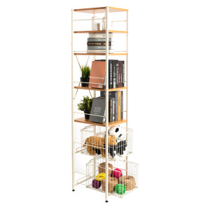 Modern 6-Layer Kitchen Storage Shelving Rack With Drawer Basket Design