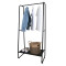 Home Black Clothes Stand Hanger Metal Clothing Rack With Non-woven Fabric Storage