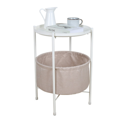 Living Room Furniture With Cloth Bag White End Table Metal Foldable Tray Coffee+Tables