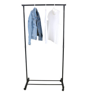 Single Pole Iron Pipe Balcony Clothes Drying Rack Garment Hanger Wheel Coat Rack