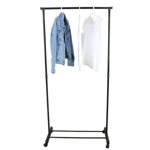 Single Pole Iron Pipe Balcony Clothes Drying Rack Garment Hanger Wheel Coat Rack