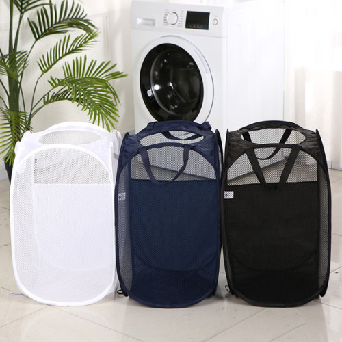 Household Travel Portable Polyester Recycled Mesh Collapsible Kids Laundry Bag
