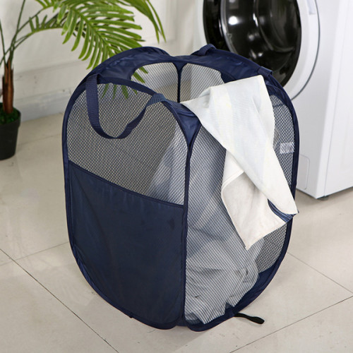 Household Travel Portable Polyester Recycled Mesh Collapsible Kids Laundry Bag