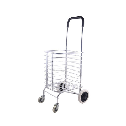 Aluminum Alloy Folding Cart Supermarket Shopping Trolleys  With 4 Wheels