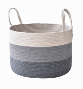 Home Foldable Woven Universal Storage Cotton Rope Laundry Basket Tricolor Storage Basket