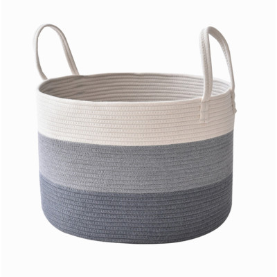 Home Foldable Woven Universal Storage Cotton Rope Laundry Basket Tricolor Storage Basket