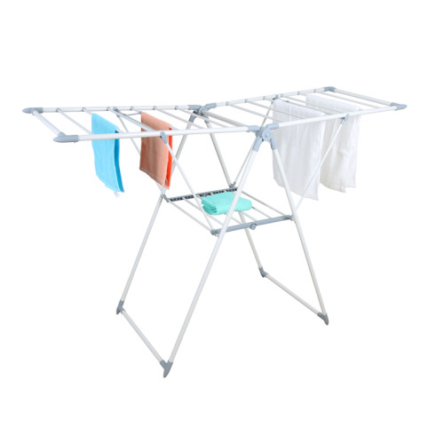 Wholesale colorful Foldable Airfoil Balcony Metal Adjustable Height Cloth Drying Rack Laundry