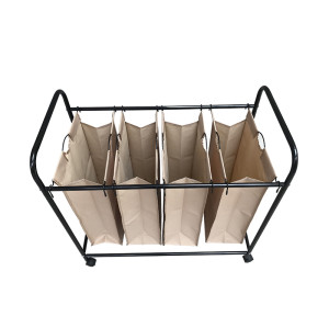 Mobile 4-Bag Heavy-Duty Laundry  Storage Cart with Handle
