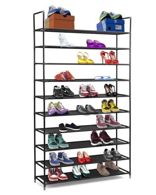 DIY Modern Metal Large Shoe Rack 10 Tiers Shoe Storage Cabinet Non-woven Shoe Organizer Shelf