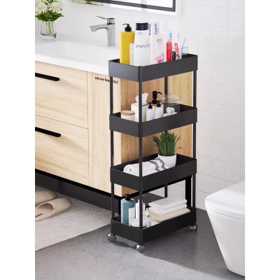 4 Tier Utility Plastic Kitchen Rolling Trolley, Organizer Storage Cart
