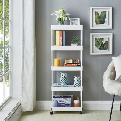 Best Selling 5 Tier Utility Bathroom Plastic Kitchen Storage Rolling Cart