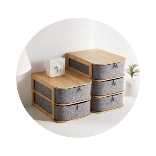 Multifunction Storage Drawer Organizer Oxford Cloth Cosmetic Bamboo Storage Box