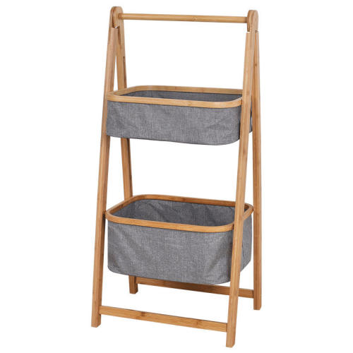 Folding Multi-layer Bamboo Laundry Hamper Basket Storage Laundry Basket Shelf