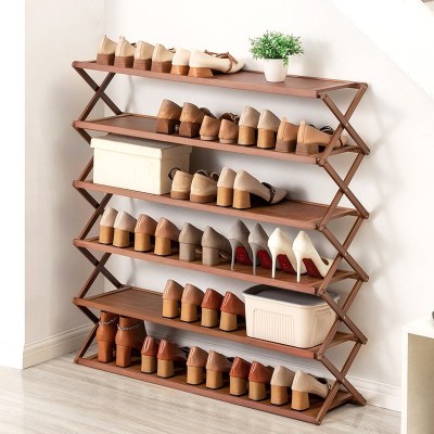 Multi-functional Home Storage Simple Trending Shoes Rack Folding Foldable Wooden Shoe Rack