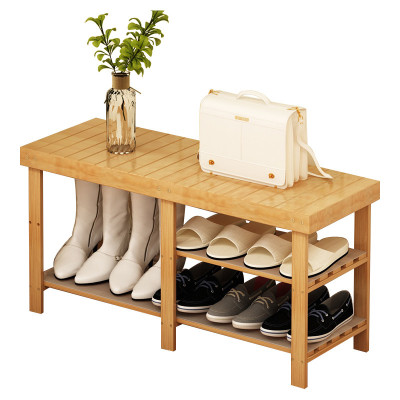 Multi-functional 2-Tier Combo Home Storage Bamboo Shoe Rack Storage Wooden Shoe Rack