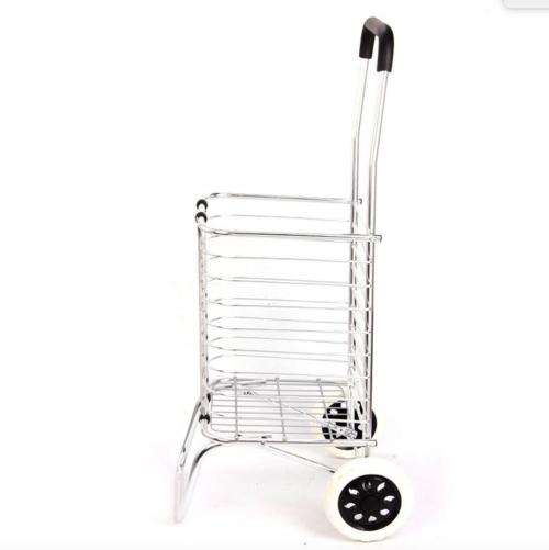 Big Wheels Foldable Aluminum Alloy Mesh Trolley Supermarket Shopping Cart