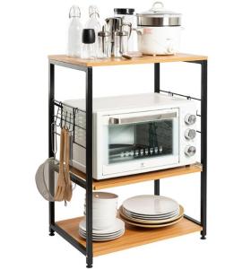 2022 3-Tier Multi-function Storage Shelf Microwave Rack Organizer Wooden Kitchen Storage Rack