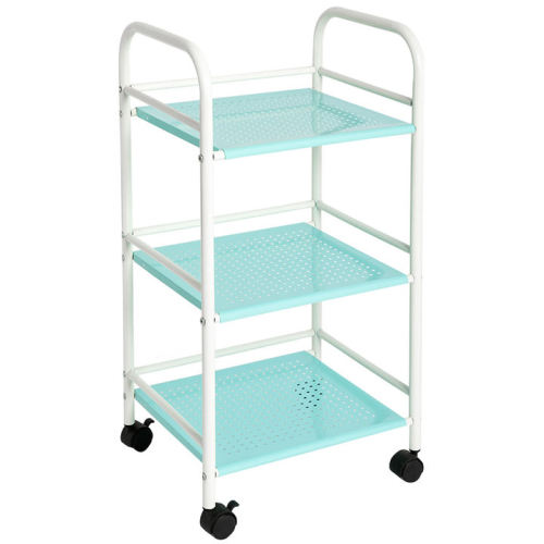 3 Tier Powder Coated Storage Rack Rolling Metal Bathroom & Kitchen Cart