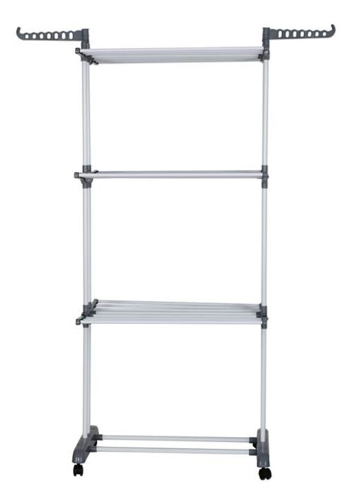 Stand 4 Tiers Balcony Foldable Powder Coating Clothes Rack With Wheels