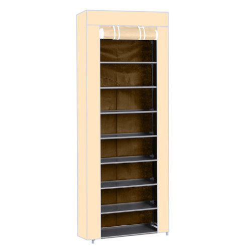 DIY 9 Tier Shoe Rack Foldable Roller Door Shoes Organizer Shelf Easy To Assemble Shoe Rack With Cover