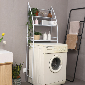 Metal Iron Tube 3 Shelf Over the Wash Machine Rack Bathroom Corner Stand Storage Organizer Accessories