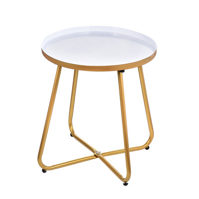 2022 New Outdoor Garden Balcony Side Tables Anti-Rust End Table Golden Small Round Metal Coffee Table